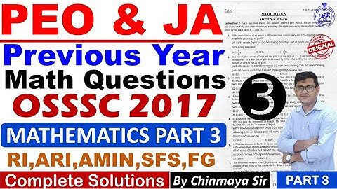 OSSSC Previous Year Math Questions|Part-3|OSSSC Junior Clerk 2017|PEO & JA 2023,RI, ARI,AMIN,SFS,FG|