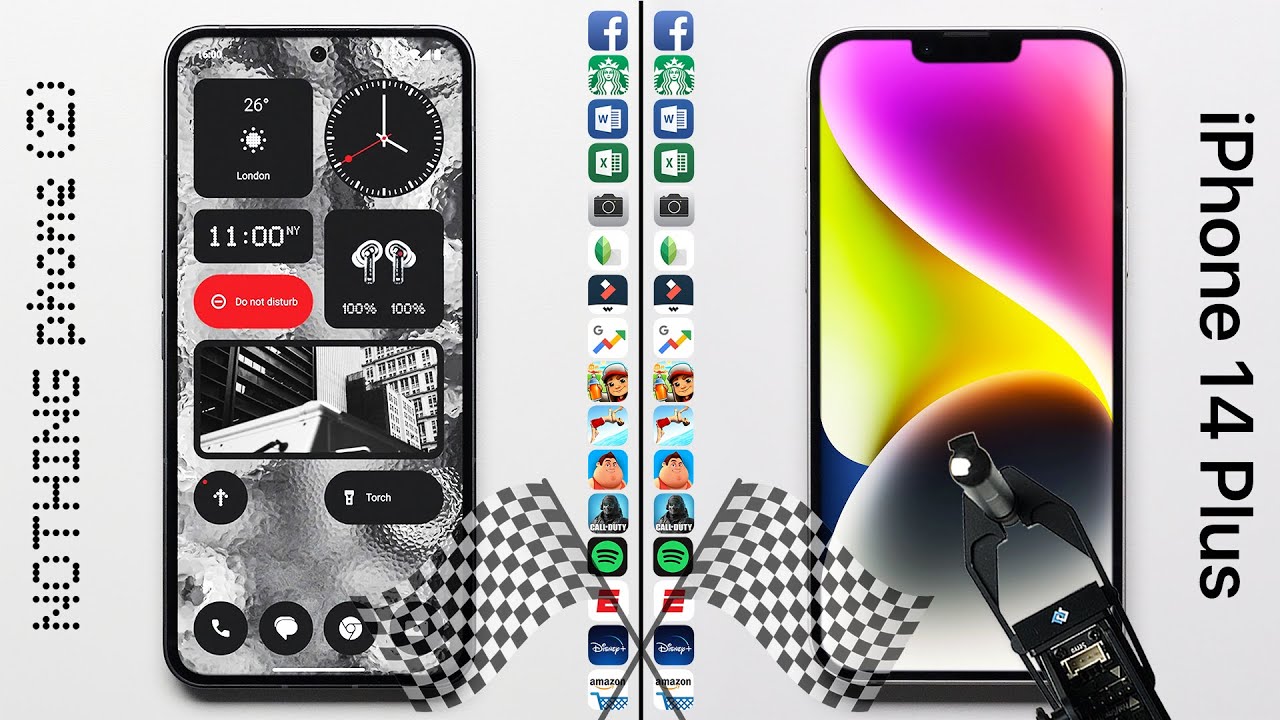 Nothing Phone (2) vs. iPhone 14 Plus Speed Test