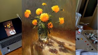 How to Paint Marigolds Illuminated by the Sun
