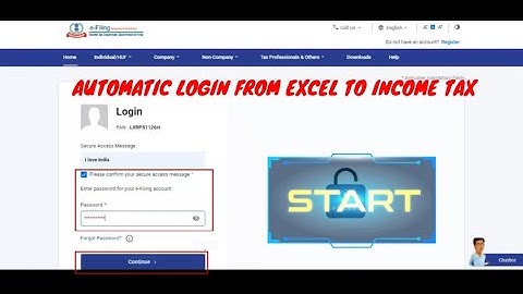 EXCEL TO INCOME TAX LOGIN, AUTOMATIC LOGIN FROM EXCEL TO INCOME TAX WEBSITE