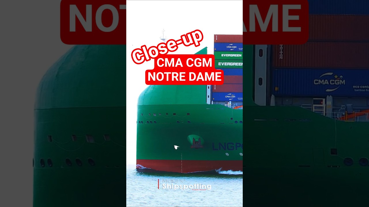 CMA CGM NOTRE DAME 🚢🔥 Huge Newest Containership | Close-Up at Cuxhaven