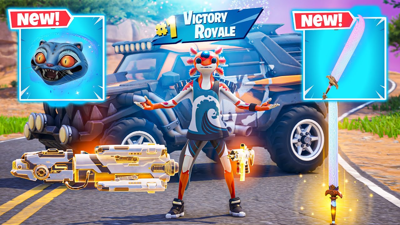 WAVE RIDER AXO vs ALL NEW MYTHIC WEAPONS ( NEW! FORTNITE Chapter 7 Season 1 )