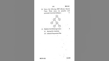 IGNOU |•|(MCS 21) Data and File Structure Question Paper|•|December 2019 |•|Own Classroom