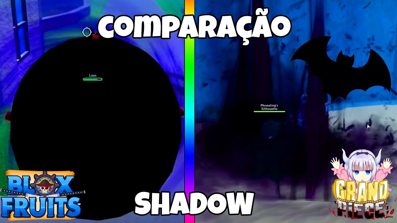 BLOX FRUITS VS GRAND PIECE ONLINE! QUAL É A MELHOR SHADOW KAGE KAGE NO MI *  COMPARANDO as FRUTAS * 