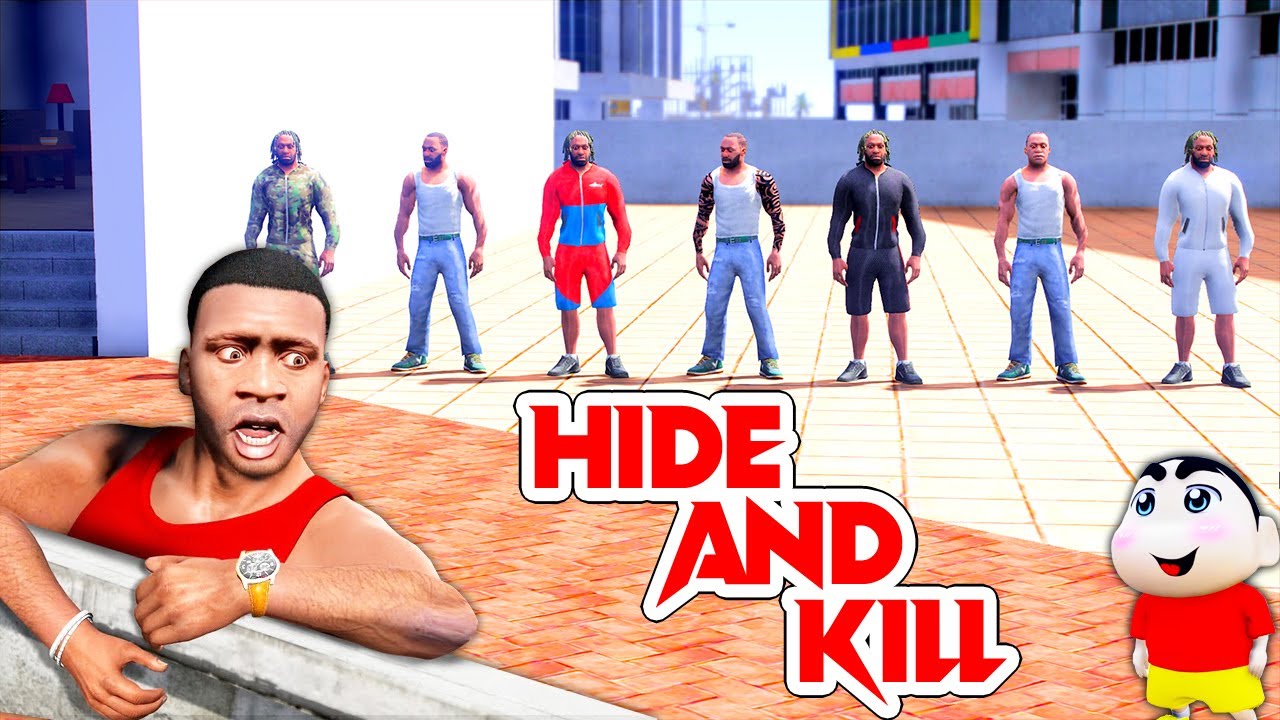 GTA 5 Bangla - Franklin and Shin-chan Playing HIDE AND KILL in Indian Bike Driving 3d city - GTA V