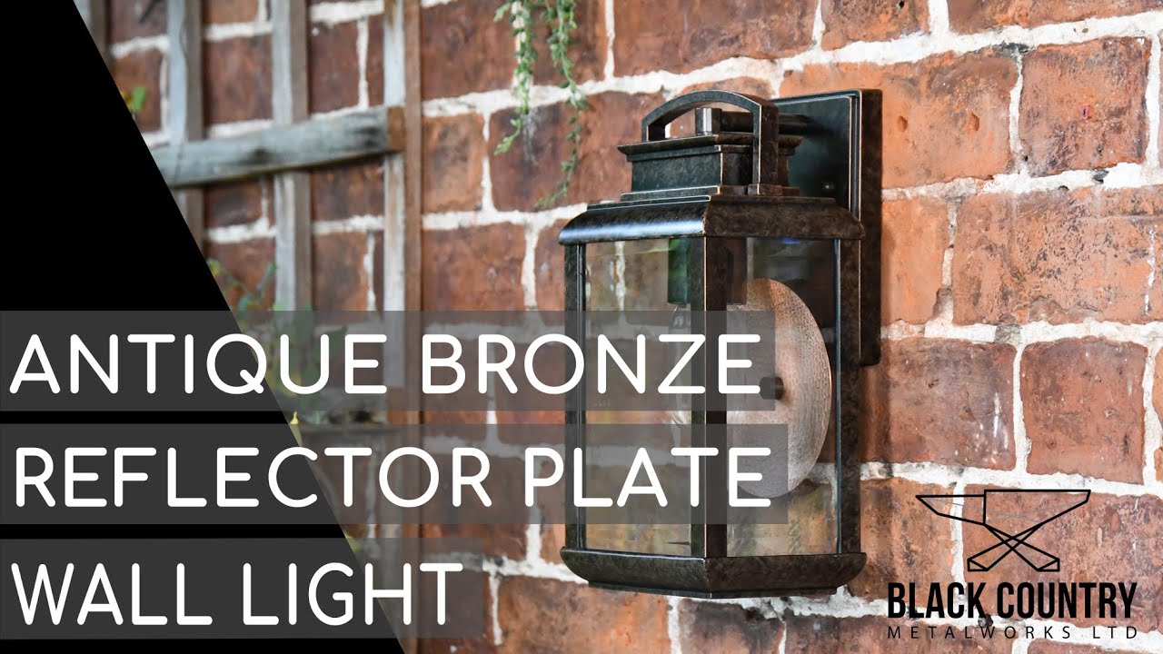 Large Antique Bronze Hanging Wall Light With Reflector Plate