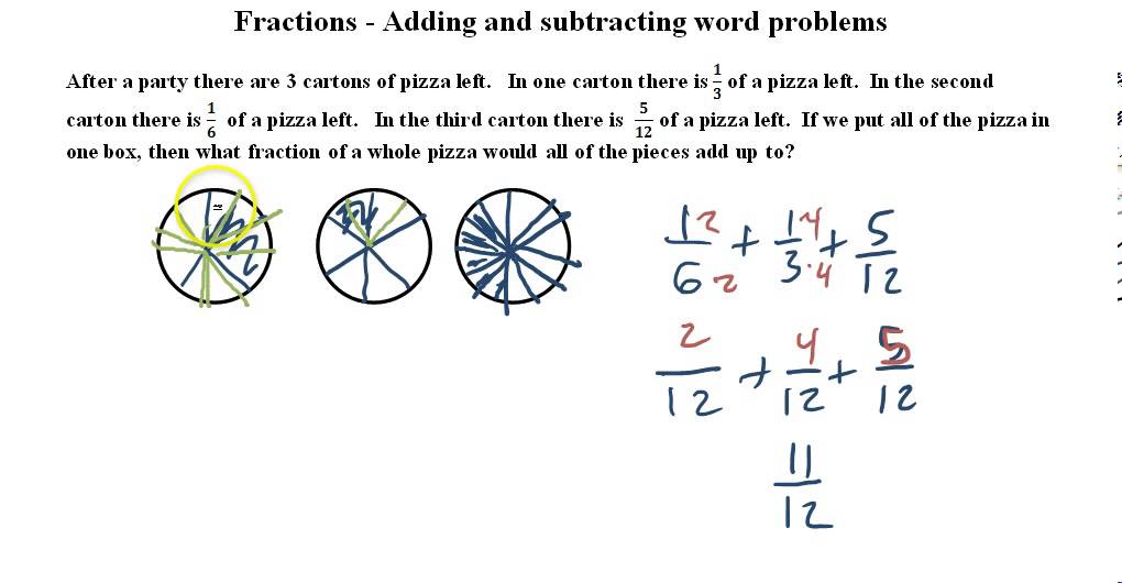 Fractions word problems adding and subtracting - YouTube