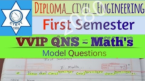 Diploma In Civil Engineering || Engineering Mathematics Imp Question Model For Exam || Ctevt