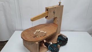 Homemade A Scroll Saw || DIY Drill Powered Wooden Scroll Saw Assembly