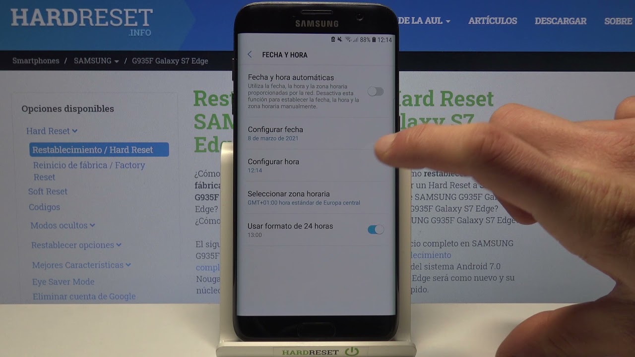 Cómo cambiar fecha y hora en Samsung Galaxy S7 Edge - configurar fecha y  hora - YouTube