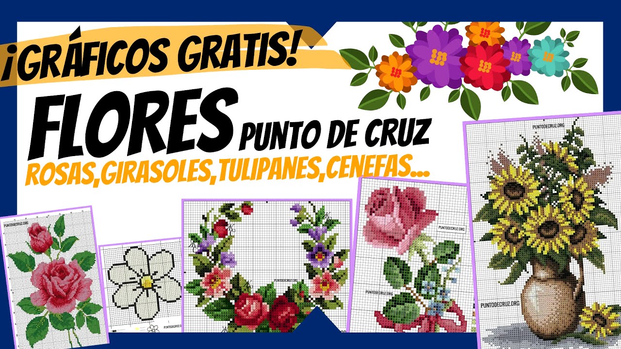 🌼LOS MEJORES GRÁFICOS DE FLORES EN PUNTO DE CRUZ - PATRONES GRATIS!!