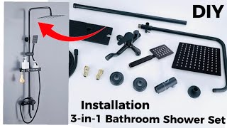 How to Install 3 in 1 Rain Bathroom Shower Set - Step by Step DIY | Shower 3 Function Black Square