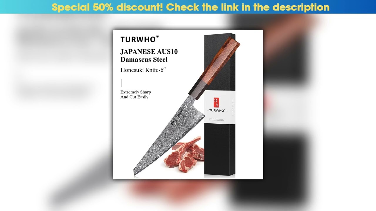 Top TURWHO 6" Japanese Hand Forged Honesuki Chef Knife Damascus Steel Professional Kitchen Knives S