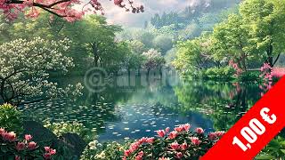 Blossoming Lake Garden – HD Peaceful Spring Nature Stock Footage (1080p)