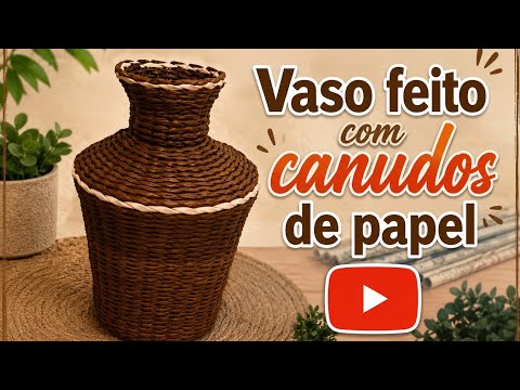 Make This Beautiful Vase with Paper Straws @ArtesanatocomZéPaulo