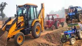 JCB 3dx Xpert loading Field Mud | Eicher 485 Tractor Mahindra 275 Di Powertrac Tractor #jcb #tractor