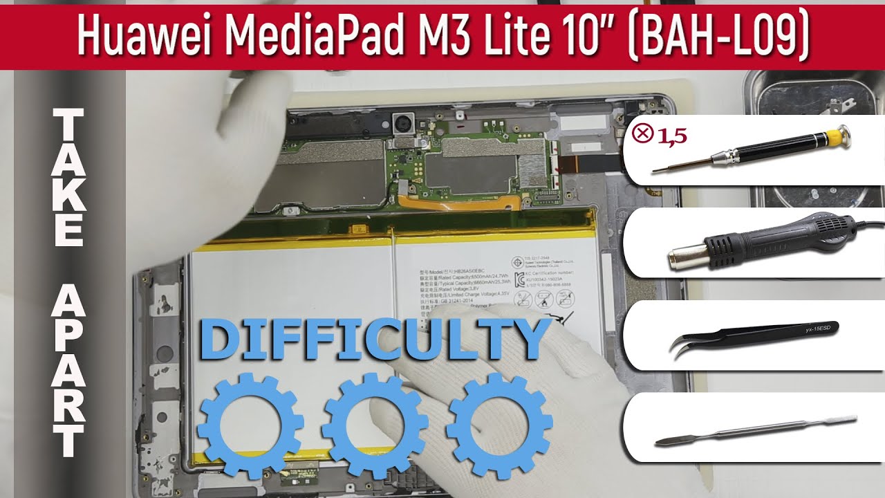 How to disassemble 📱 Huawei MediaPad M3 Lite 10'' (BAH -L09) Take apart  Tutorial