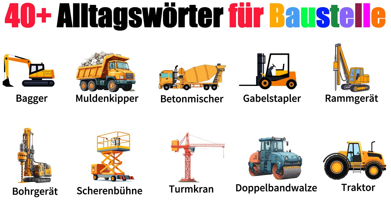 Baustellen Fahrzeuge Namen