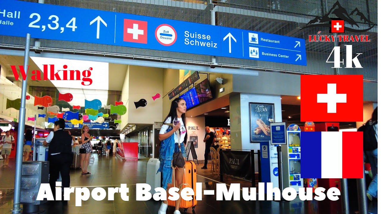 Aéroport  ✈️ Basel 🇨🇭 Mulhouse 🇫🇷 EuroAirport, International swiss and France Departure, #4k walk