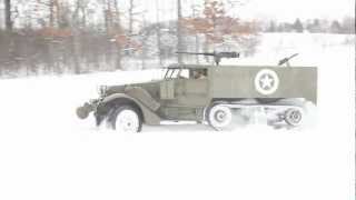 M3A1 driving in the snow