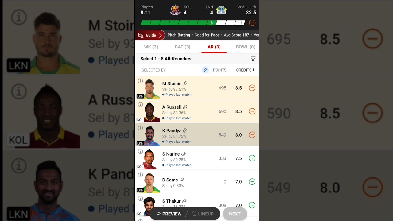 KKR vs LSG Dream11 | KOL vs LKN Dream11 Team Prediction | KKR vs LSG Dream11 Team of Today Match