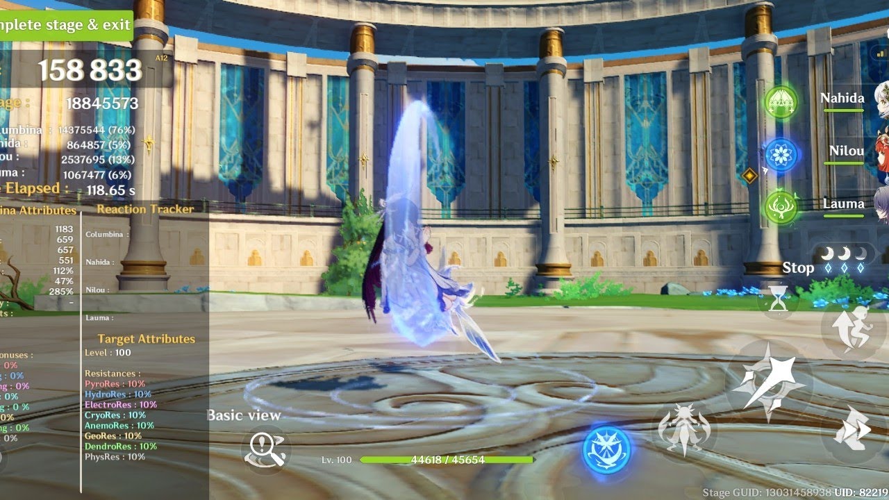 C0R1 Columbina Onfield 158k dps (Nilou + C2 Nahida + Lauma)