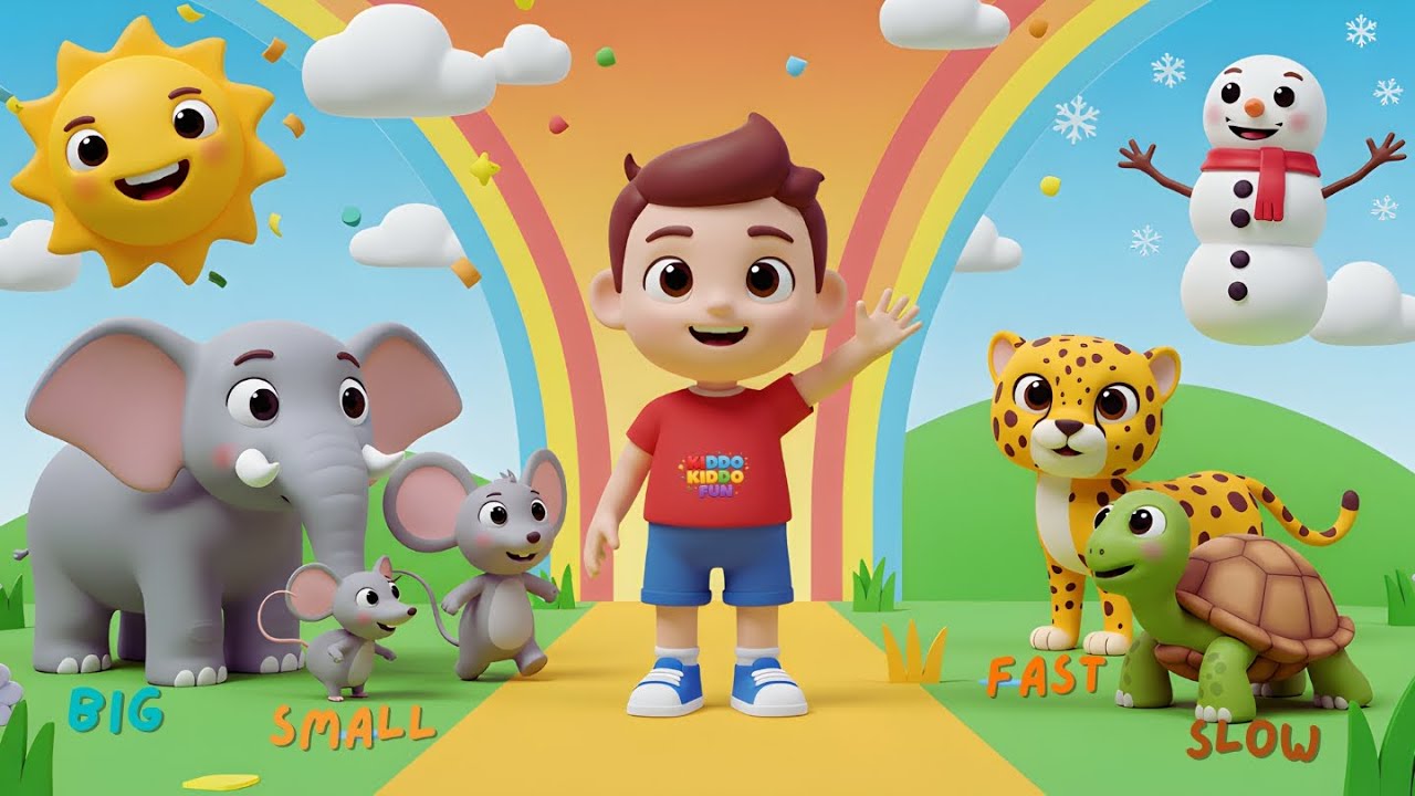 Opposites Song for Kids | Learn Big & Small, Fast & Slow, Hot & Cold | Fun Learning Rhyme
