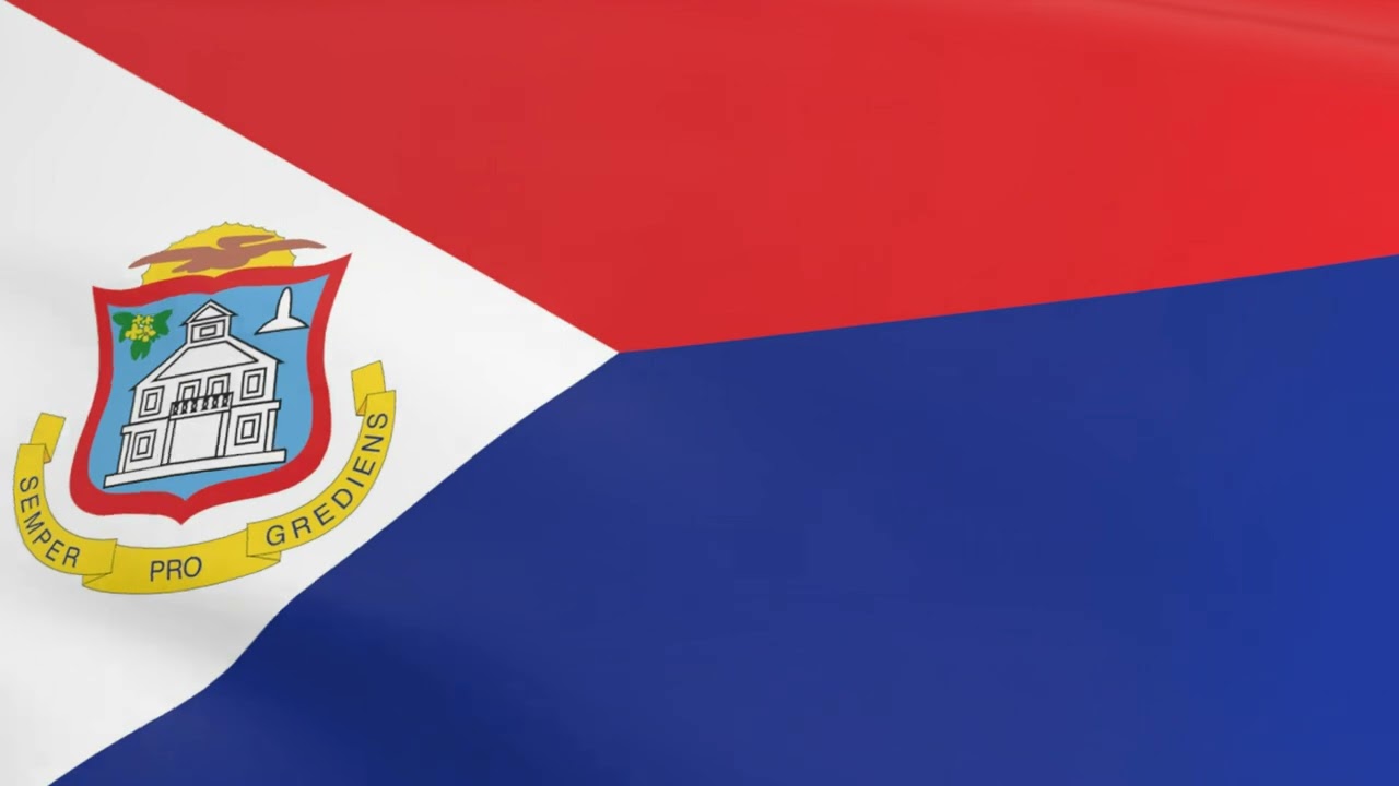 Flag of St Martin waving in the wind - Flag animation - Motion background - 4K UHD