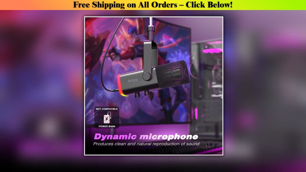 FIFINE USB/XLR Dynamic Microphone with Touch Mute Button,Headphone jack,I/O Controls,for PC PS5/4