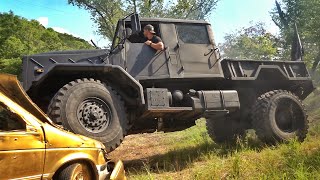 Biggest Truck in the World Crushes Most Beautiful Gold Van in the World