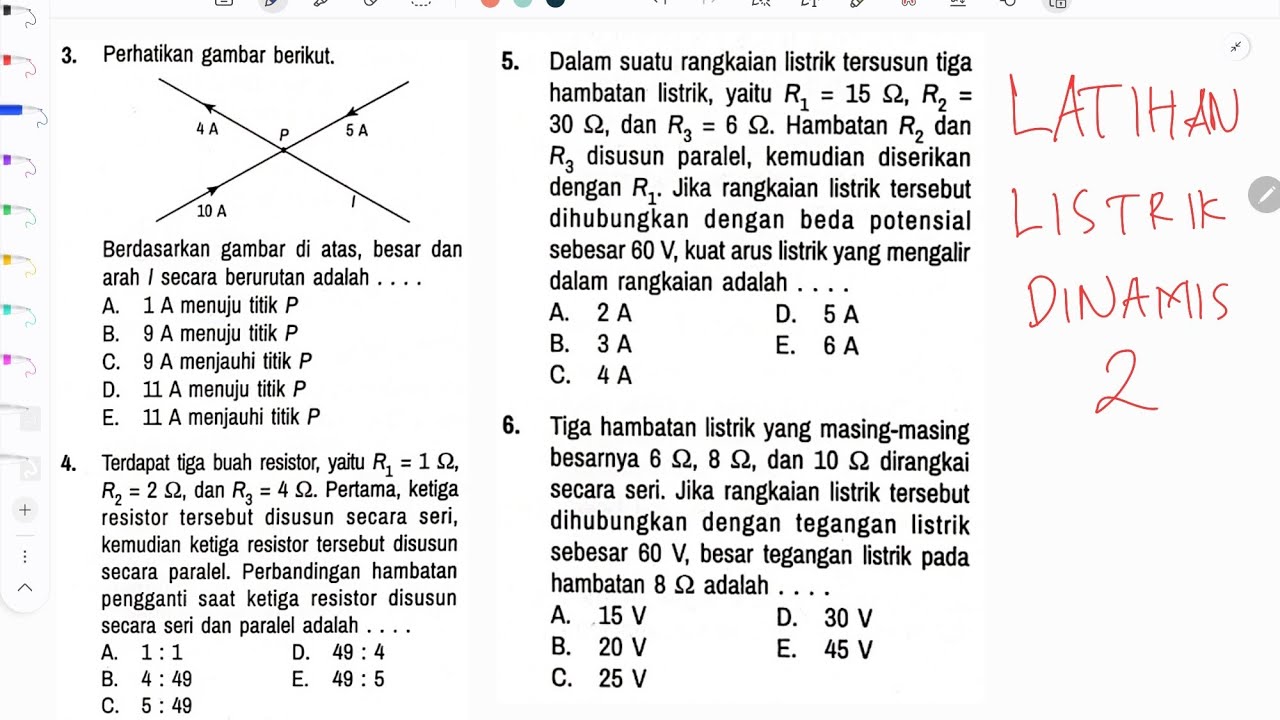 Latihan LISTRIK DINAMIS 2 hukum pertama kirchoff dan rangkaian seri ...