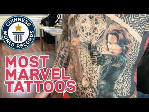 Most marvel comic book character tattoos - Guinness World Records