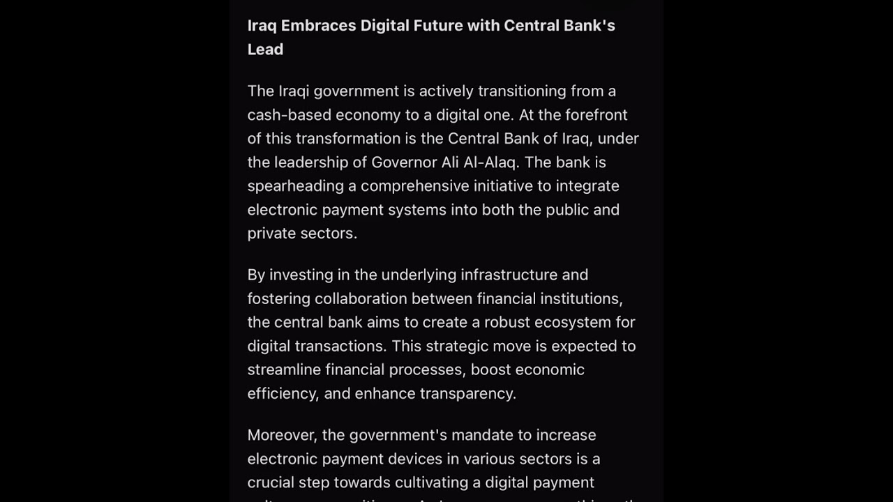 Iraq's Shift to Digital Currency