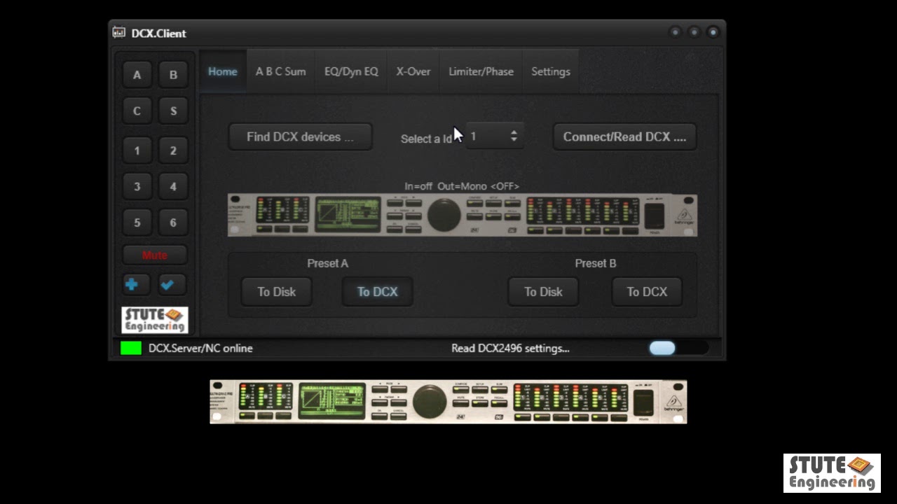 DCX.Client Easy DCX2496 configuration transfer between device A to B