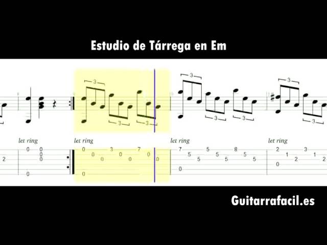 Estudio de Tárrega en Em - Piezas para guitarra clásica (TAB y Partitura) -  YouTube