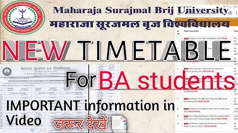 msbu latest update|| New Timetable for BA || Timetable Download kese kare|| MSBU||
