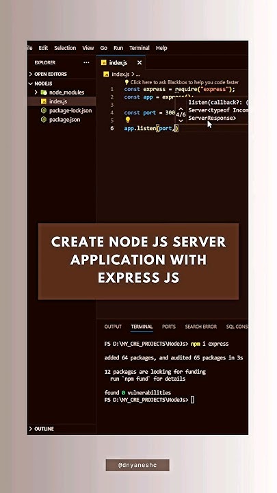 Create a node js server application with connect express js | using the ...