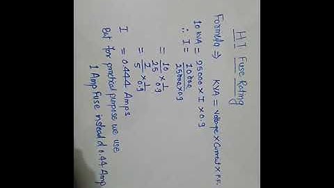 Transformer Fuse rating calculation