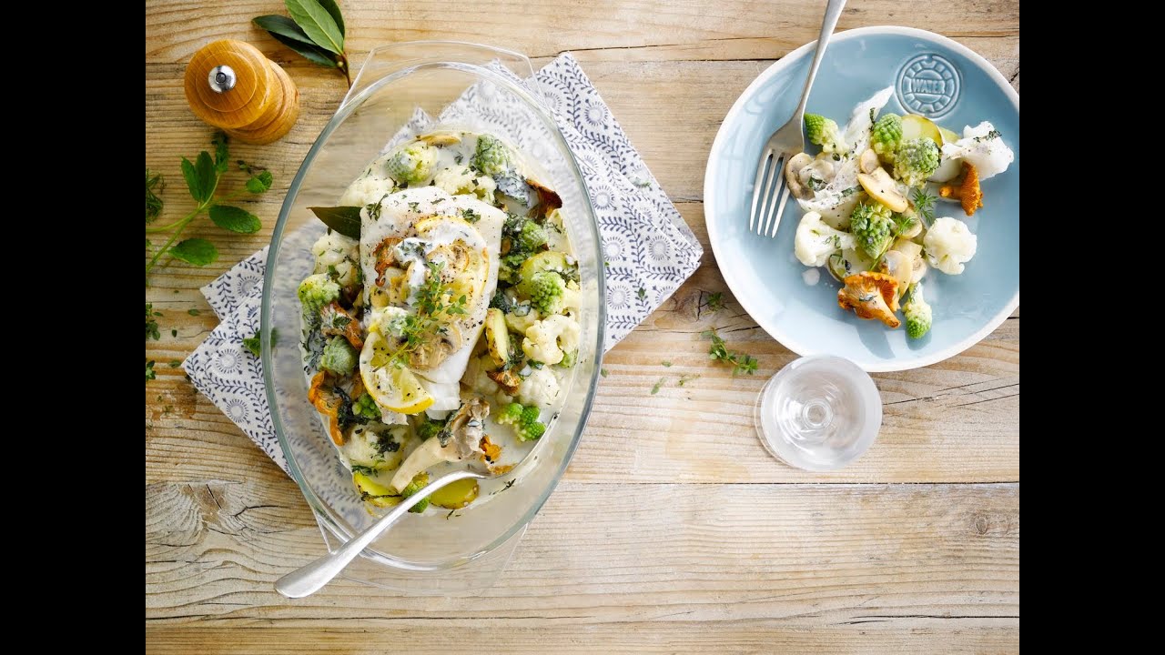 Alpro recipe - Cod in a sea of vegetables - YouTube