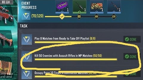 Call Of Duty Mobile Kill 50 Enemies with Assault Rifles in MP Task Complete