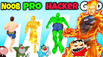 NOOB vs PRO vs HACKER vs GOD In Dna Evolution 3D game | Oggy, Jack, Shinchan, Bob |Daddy Gaming ep.3