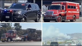 *FIRE DOZER* Major Code 3 Law Enforcement And Fire Response To 5+ Alarm Grass Fire.