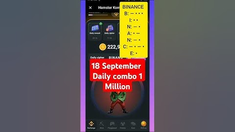 Daily Cipher 18 September  Hamster Kombat Daily Cipher Code 18 September 1M Coins Free Morse code