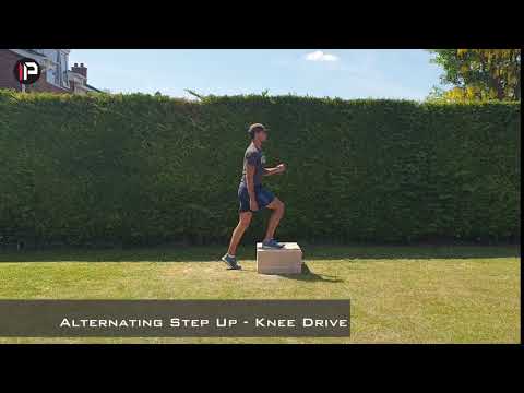 Box   Step Up   Alternating   Knee Drive   Side View