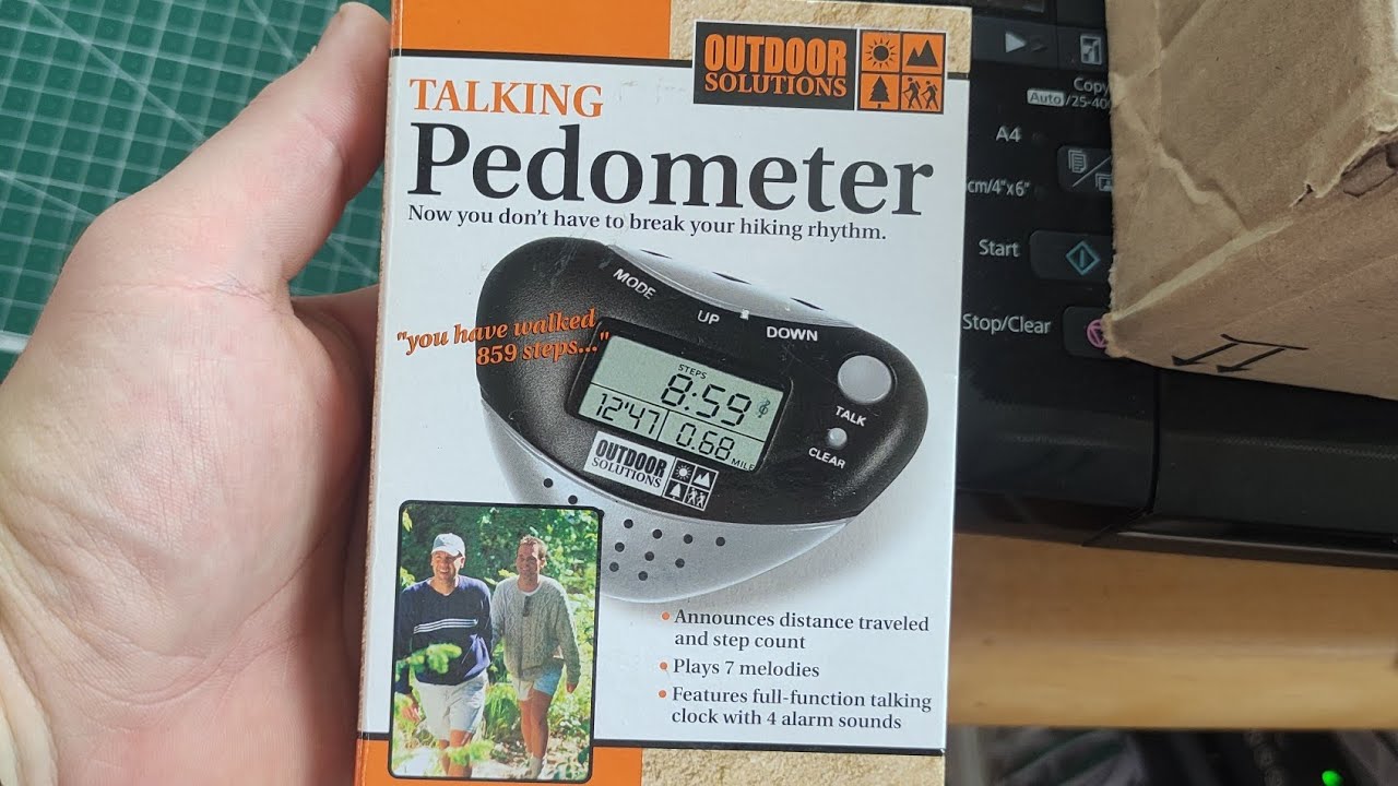 Pedometer old retro step counter. Short overview and battery