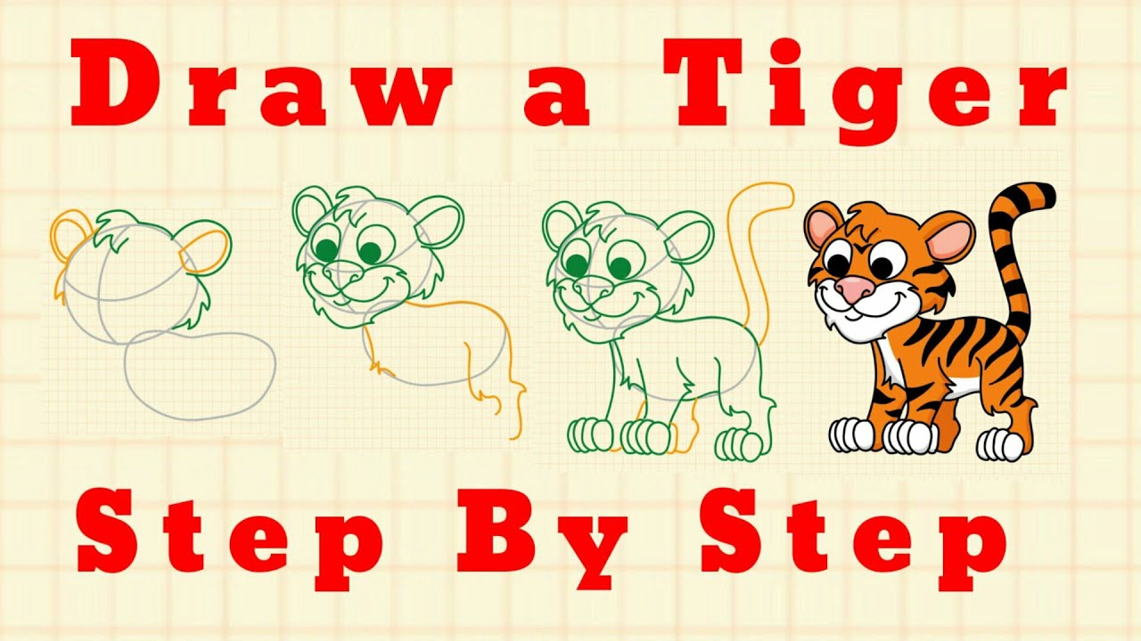 How to Draw A Tiger step by step - YouTube