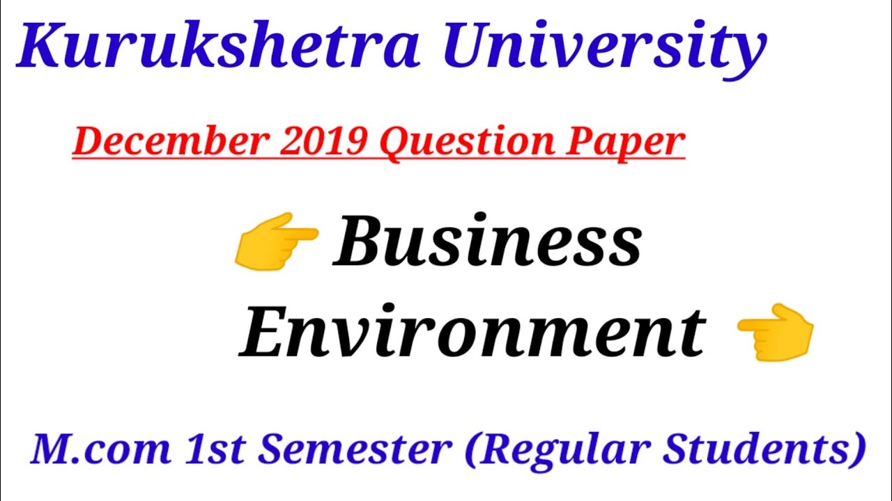 Business Environment Question Paper 