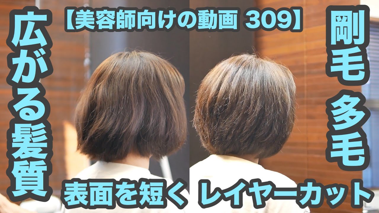 309 剛毛多毛 広がる髪質 表面を短くレイヤーカット 美容師向けの動画 309 Japanese Haircuts For Professionals Youtube