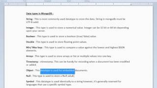 DATA  TYPES IN MONGO DB