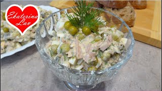 САЛАТ С ТУНЦОМ консервированным НА СКОРУЮ РУКУ! Быстро и вкусно! Салаты быстрого приготовления!